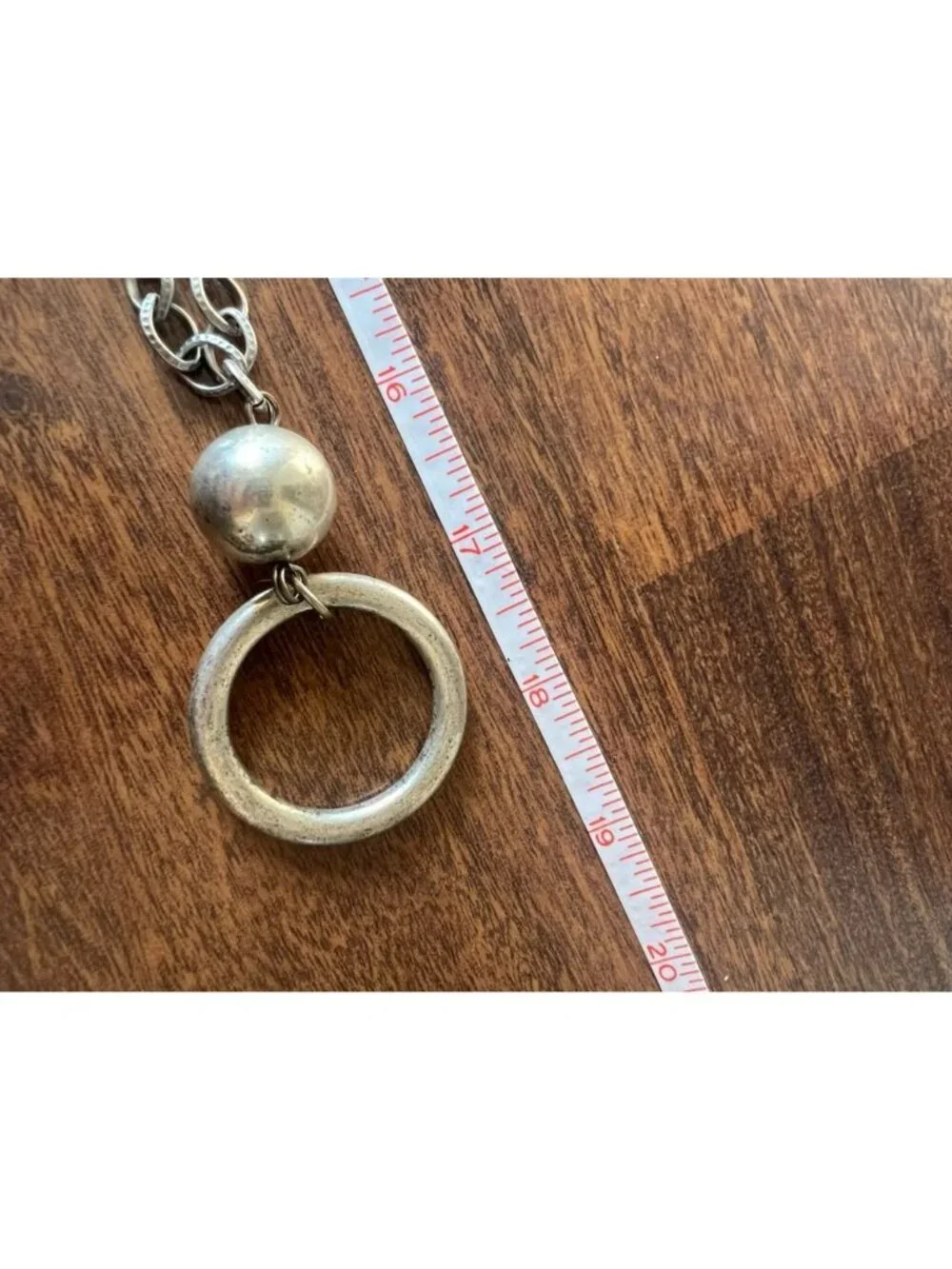 The Limited Vintage Silver Tone Chain Necklace Ball Oval Ring Pendant Drop